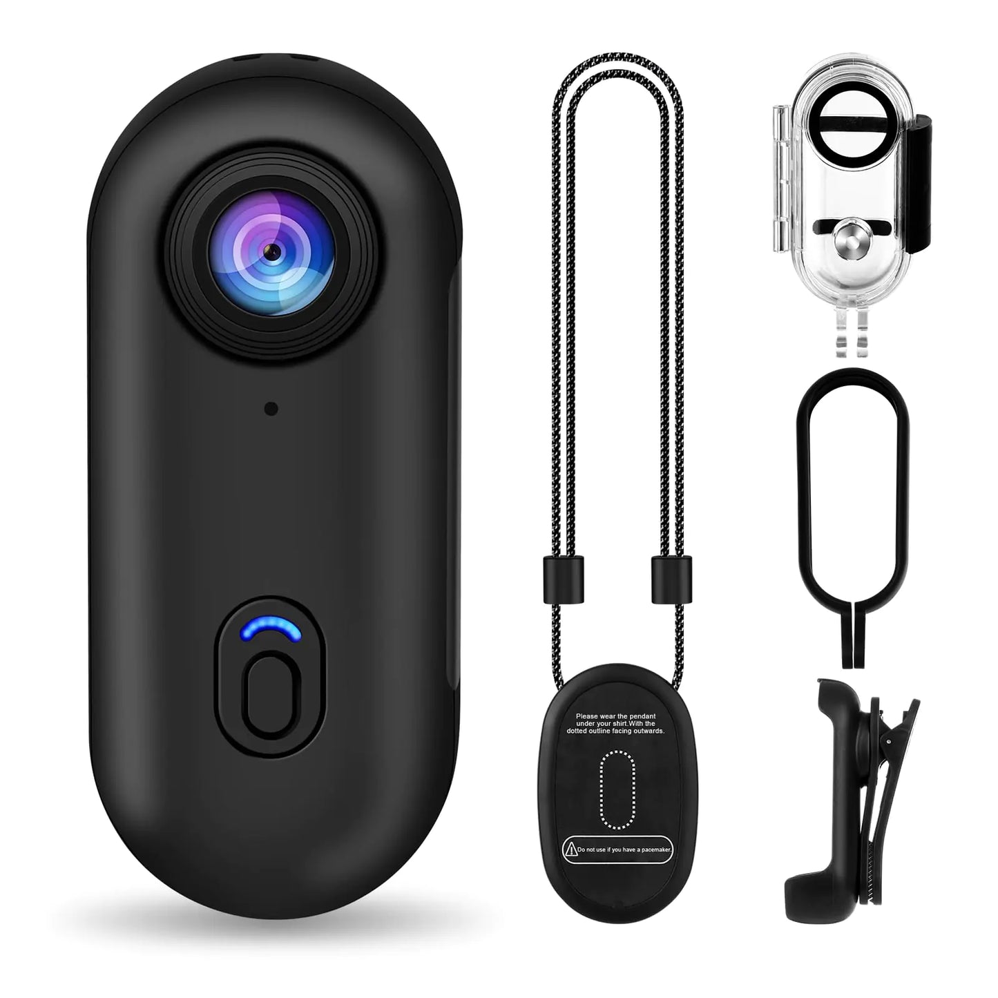 i3 4K Thumb Action CameraTiny Size Mount AnywhereSmall Body Camera with Spring ClipPortable Vlogging CameraHands-Free POV RecordingHelmet Camera for CyclingMotorcycle (with 128G-Card Black)
